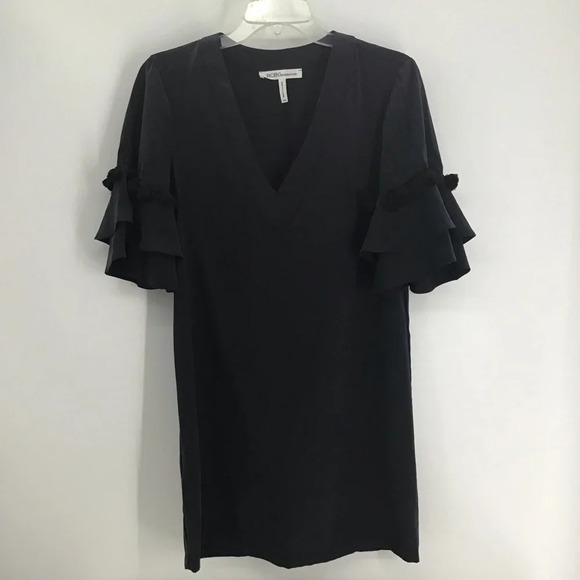 BCBGGeneration Tiered Tassel Dress V-Neck Black Summer Size XXS - Picture 3 of 8